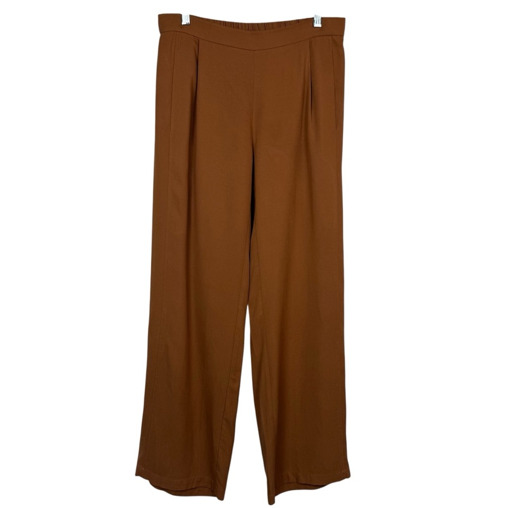 Eileen Fisher Brown Wide Leg Elastic Waist Long Pants Size Small